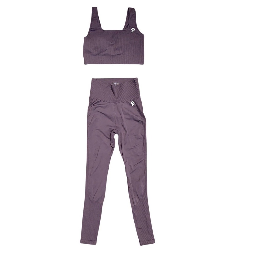 Peloton Seamless Ribbed Activewear Set Sports Bra High Waist Leggings XS/S